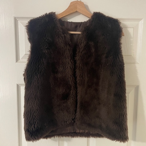 XOXO Jackets & Blazers - XOXO Dark Brown Faux Fur Gilet
